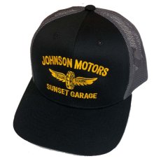 画像1: JOHNSON MOTORS ジョンソンモーターズ  SUNSET GARAGE メッシュCAP  BLACKｘGRAY メンズ/レディース (1)