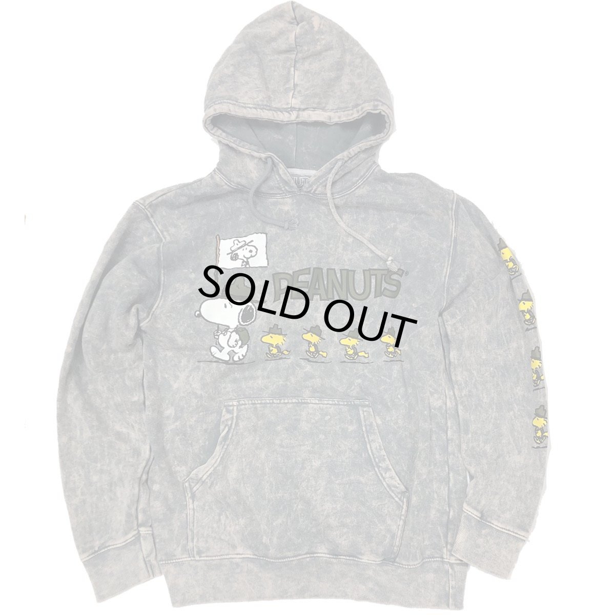 画像1: PEANUTS SNOOPY HOODED SWEAT MINERAL WASH ピーナッツ スヌーピー フードパーカー TYEDYE  ブラック メンズ/レディース (1)