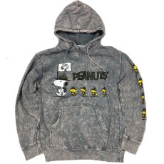 画像1: PEANUTS SNOOPY HOODED SWEAT MINERAL WASH ピーナッツ スヌーピー フードパーカー TYEDYE  ブラック メンズ/レディース (1)