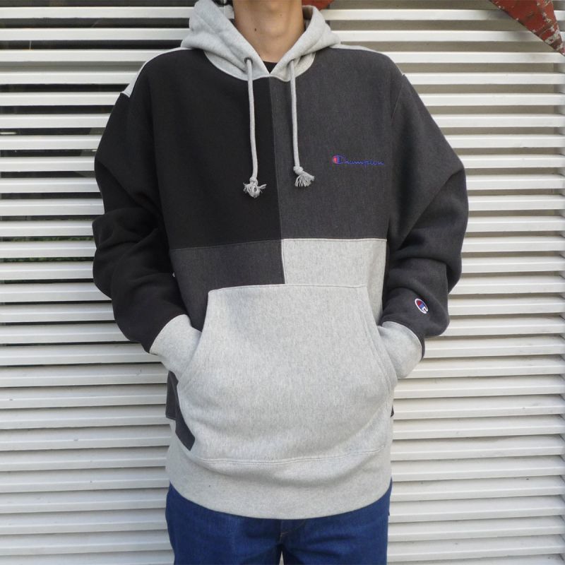 Champion Life リバースウィーブ カラーブロック スウェットフーディー Navy Red Black Grey メンズ レディース